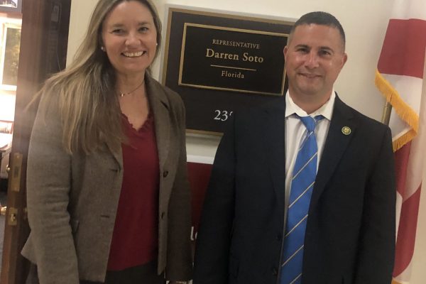FWF President and CEO, Sarah Gledhill, with Congressman Darren Soto.